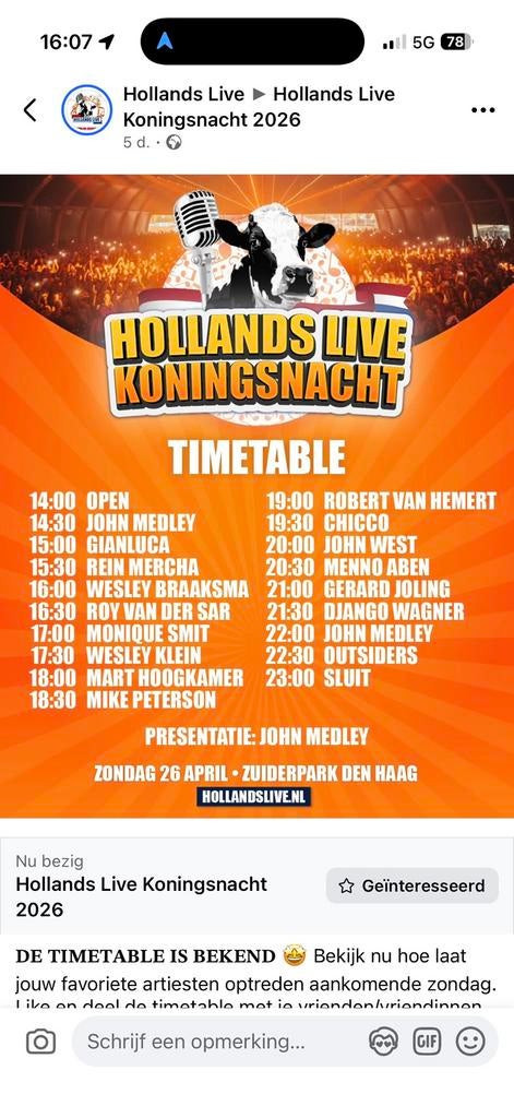 Hollands live festival zuiderpark, Eén persoon