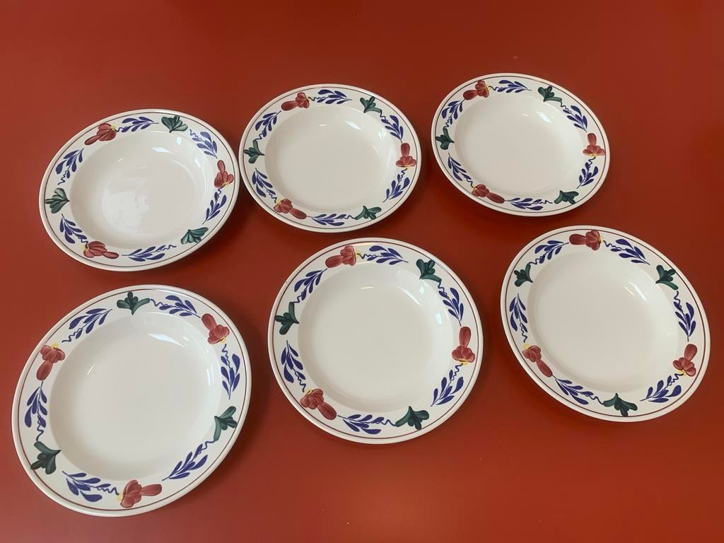 6 diepe borden Boerenbont Villeroy en Boch, Huis en Inrichting, Gebruikt, Keramiek, Ophalen of Verzenden, Bord(en)