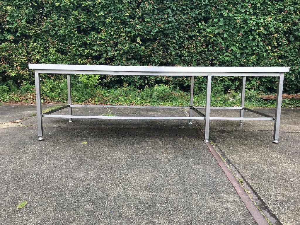 Lage rvs BBQ - grill opzet rvswerktafel / wok tafel, Ophalen, Gebruikt, Gas