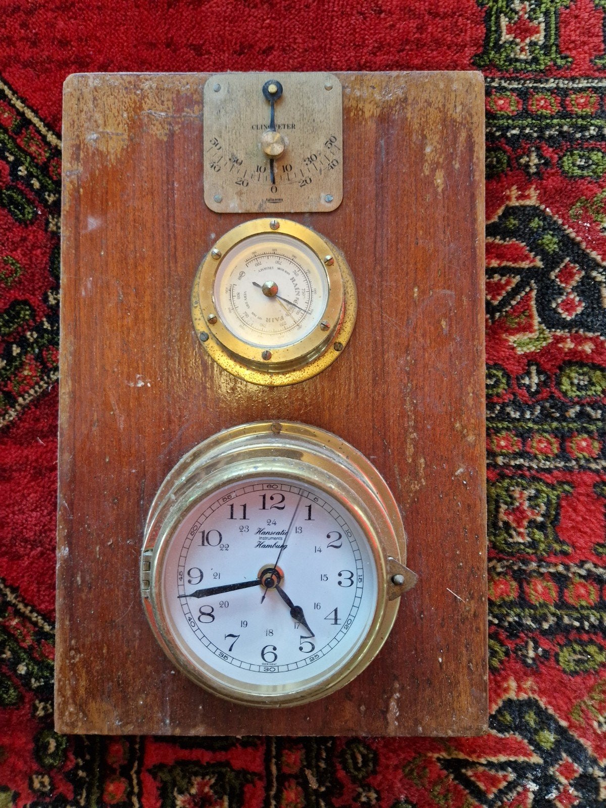 Scheepklok met baronerer en clinometer, Ophalen of Verzenden