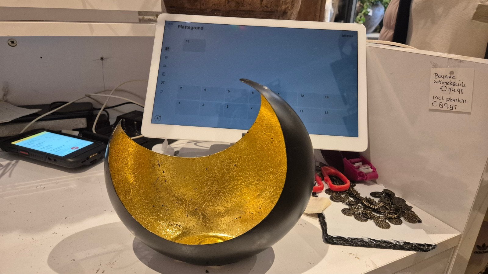 Nieuwe waxinelichthouder maan - Zwart/Goud, Zwart, T, Waxinelichthouder, Nieuw