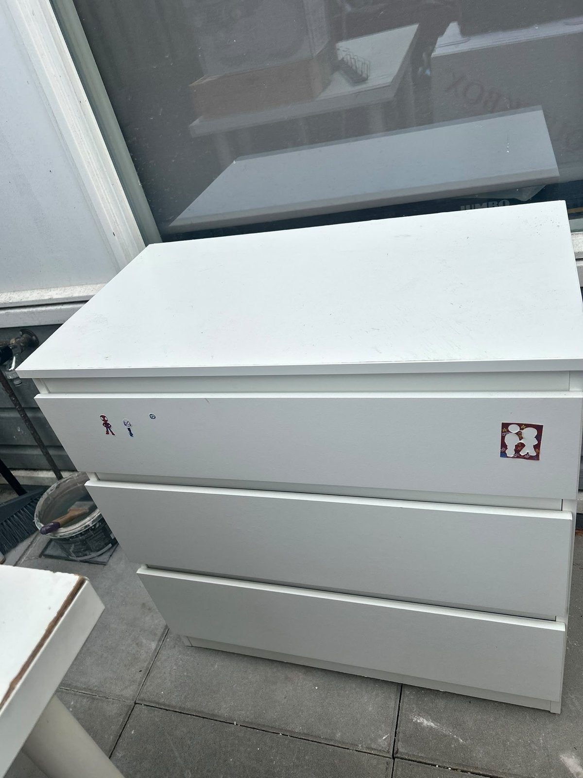 Witte ikea  Malm ladekast met 3 laden en Kapstok - Gebruikt, Ophalen, Kunststof, Gebruikt, 50 tot 100 cm