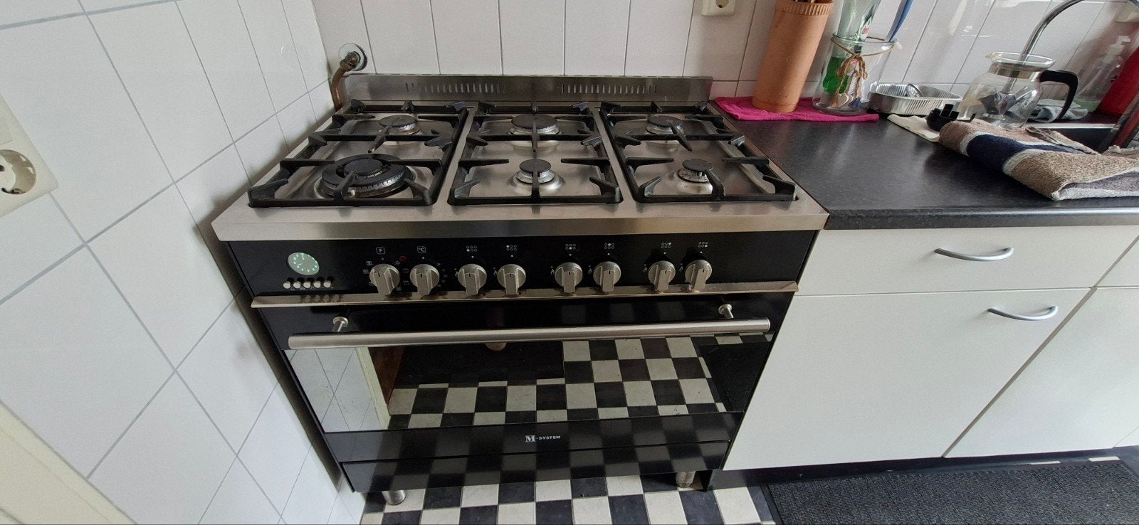 Gas fornuis, Ophalen, 60 cm of meer, Gas, Vrijstaand