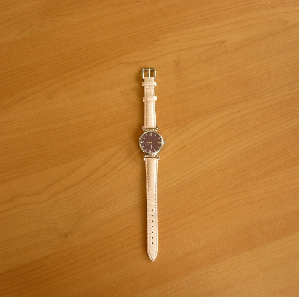 Paars horloge met pastelroze horlogeband, Ophalen of Verzenden, Zo goed als nieuw, Kunststof, Overige merken