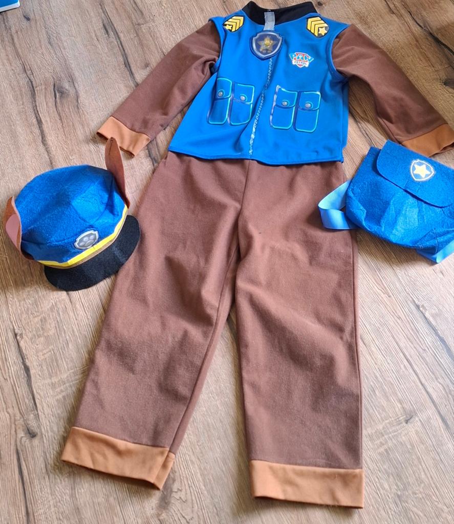 Paw Patrol Chase Verkleedpak - Compleet met Accessoires, Ophalen of Verzenden, Zo goed als nieuw, 110 t/m 116, Jongen of Meisje