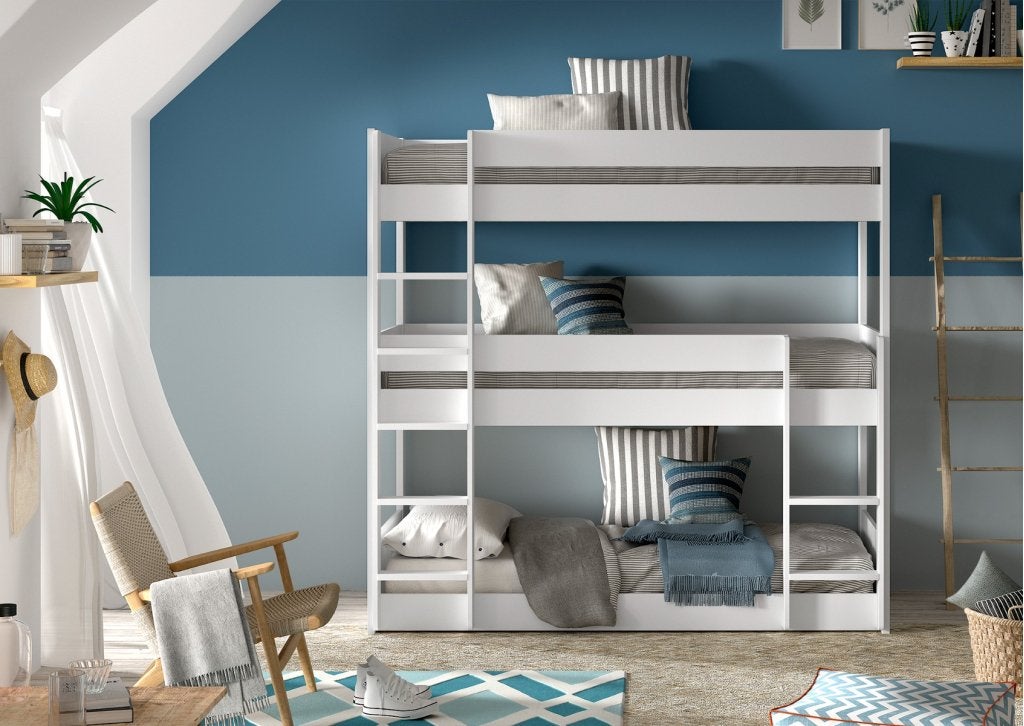 Scott Triple 3-persoons stapelbed - 90x200 - Wit, Huis en Inrichting, Niet ingevuld, Niet ingevuld, Niet ingevuld