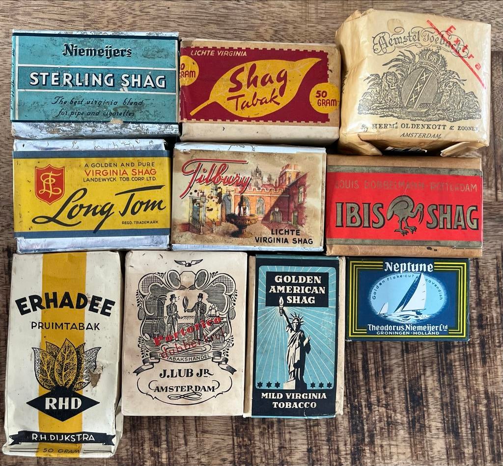 Grote collectie vintage tabaks- en sigarettenverpakkingen, Verzamelen, Ophalen of Verzenden, Gebruikt, Tabaksdoos of Verpakking