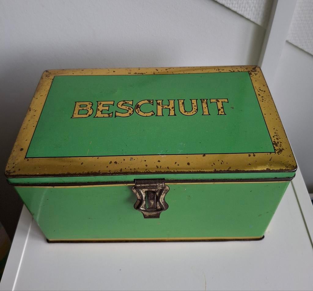 Vintage Beschuitblik, Ophalen of Verzenden, Gebruikt, Overige