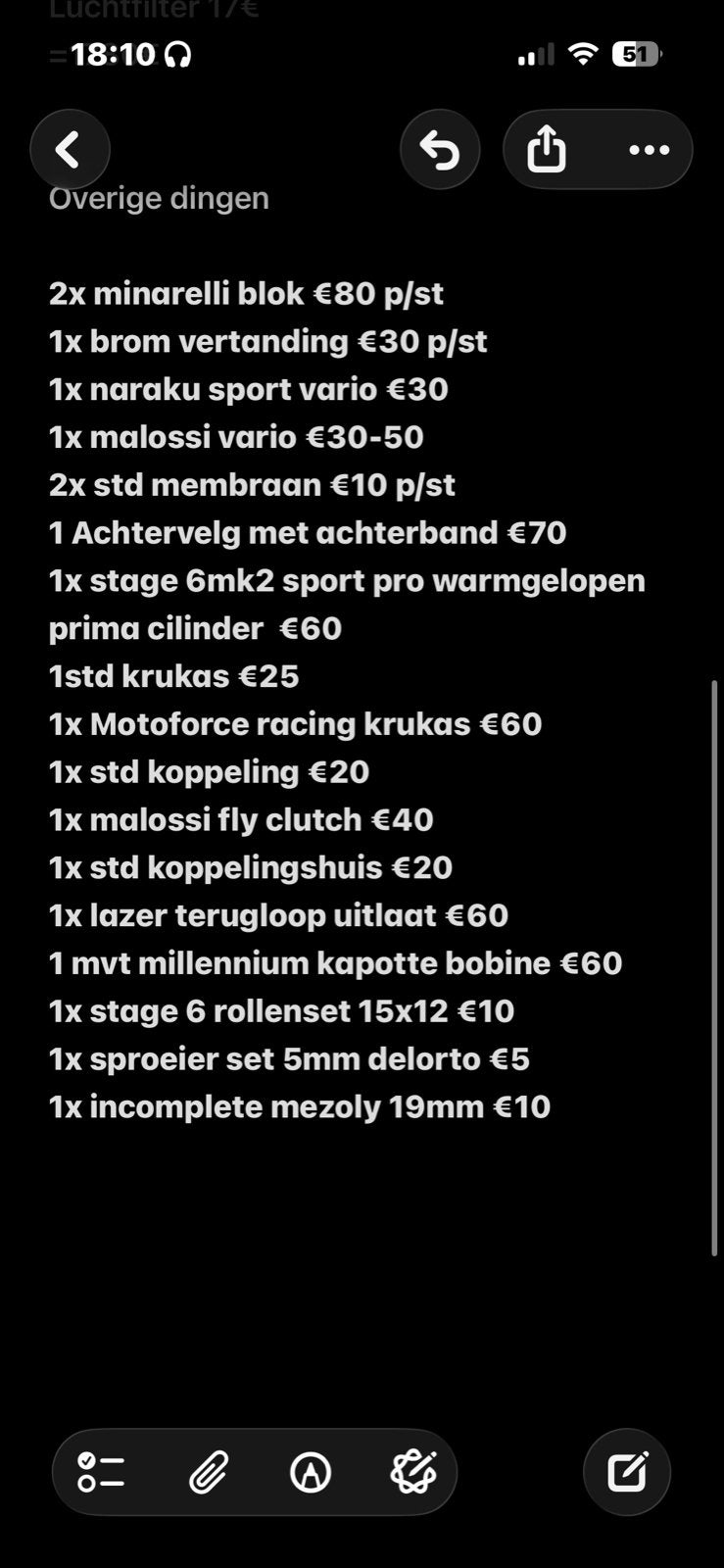 Minarelli onderdelen, Ophalen of Verzenden, Gebruikt, Overige typen