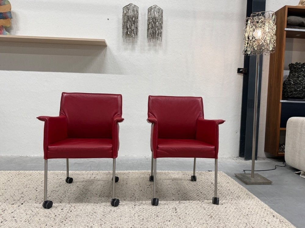 2 Design on Stock Gola eetkamerstoel rood leer stoel, Huis en Inrichting, Stoelen, Twee, Gompenstraat 15, Design on Stock, Leer