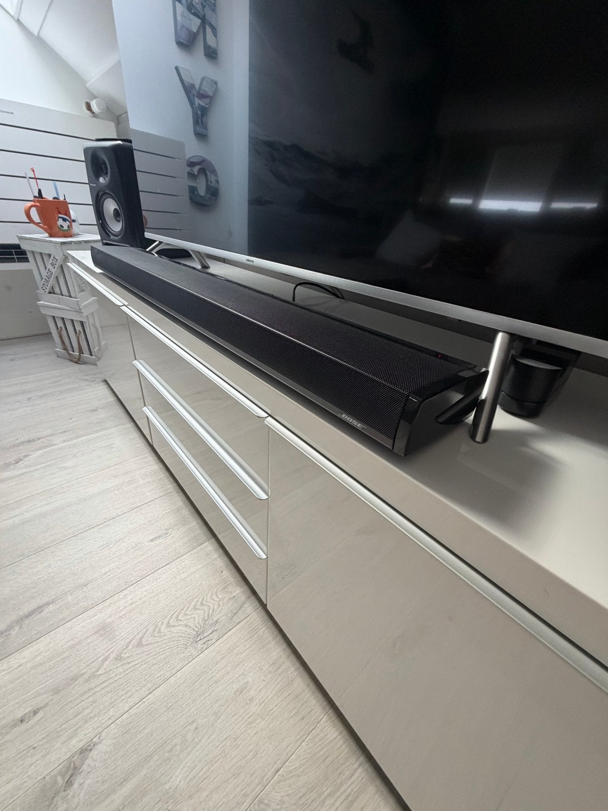 Bose CineMate 1 SR Soundbar met draadloze subwoofer, Ophalen of Verzenden, Met externe subwoofer, Zo goed als nieuw