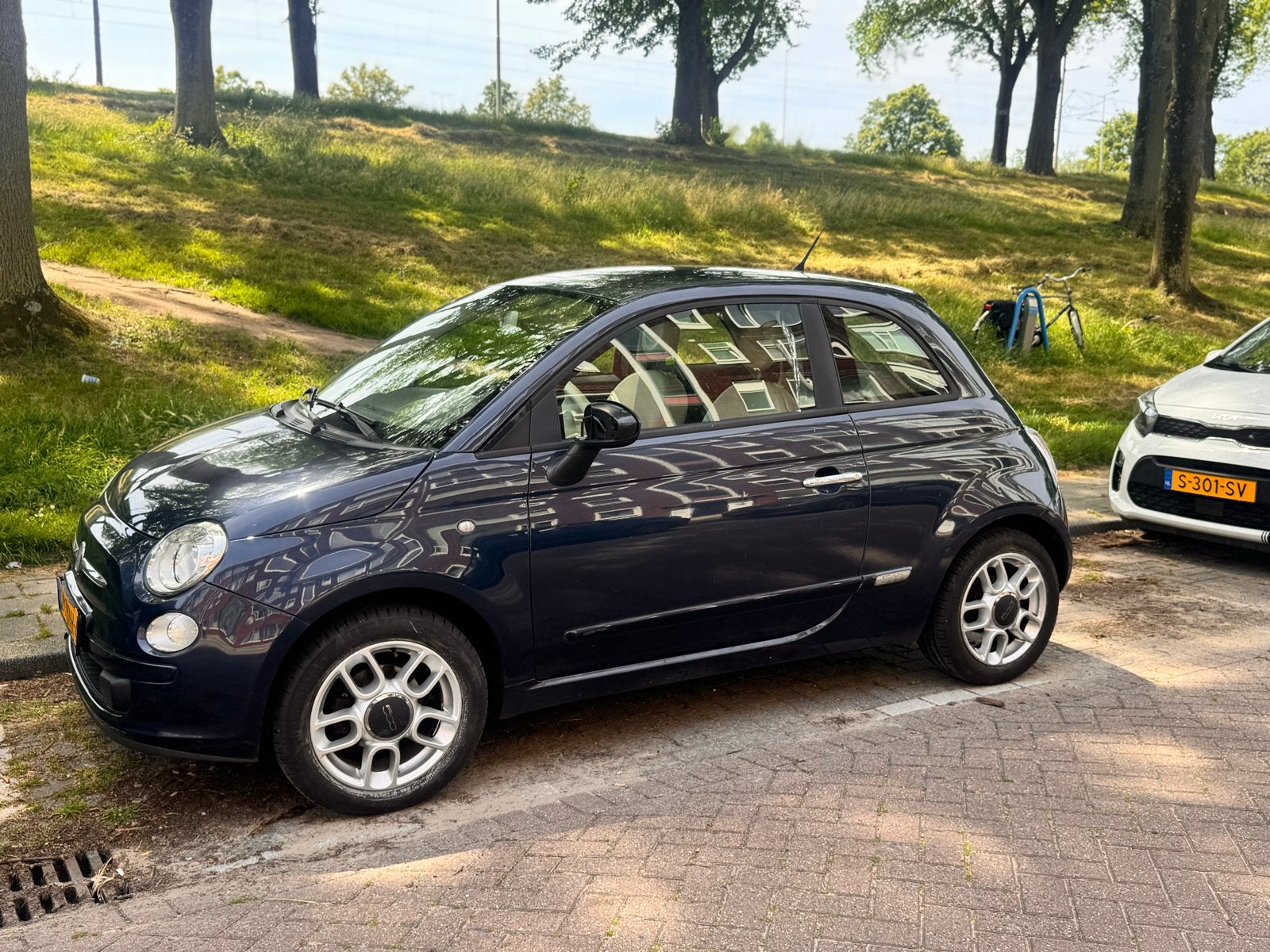 Fiat 500 1.2 C 2009 Blauw, Auto's, Voorwielaandrijving, 1242 cc, 4 cilinders, 840 kg