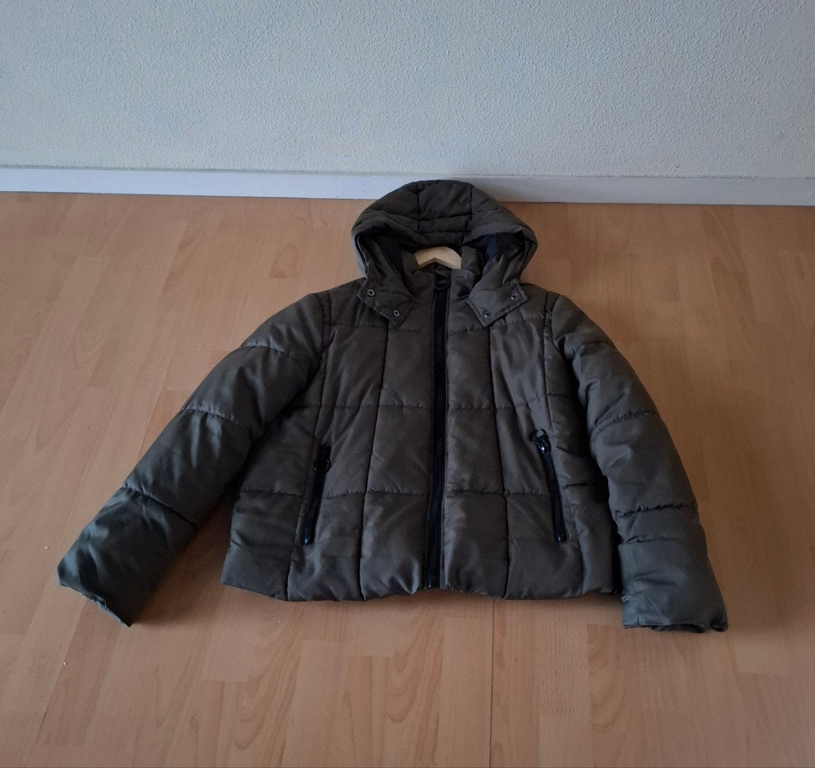 Gewatteerde jas met capuchon, Kleding | Dames, Ophalen, Maat 46/48 (XL) of groter, Gedragen, Groen