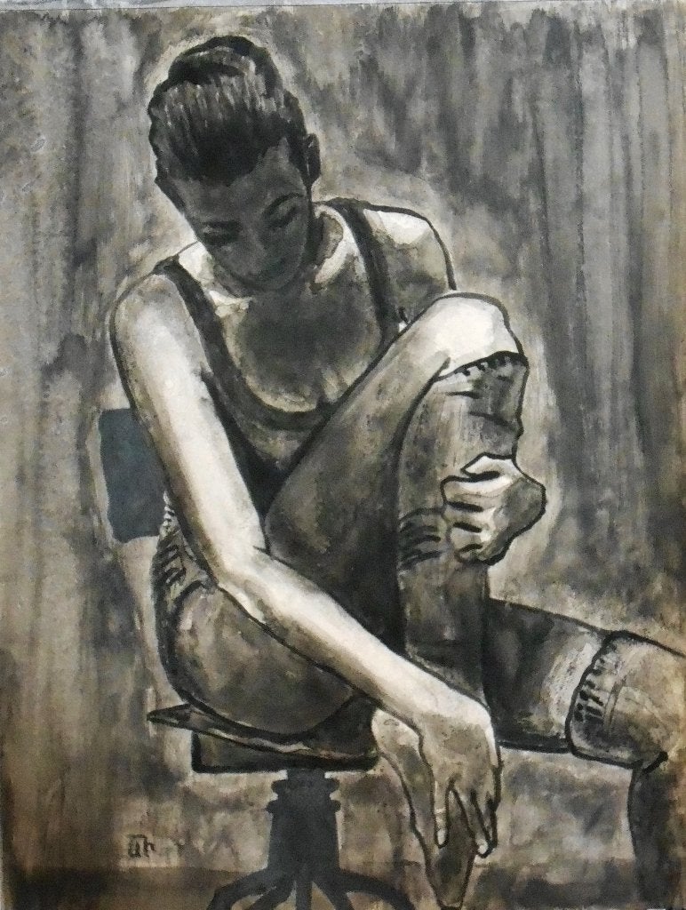"Na de repetitie", Figuren, Verzenden, Papier/karton, Gesigneerd