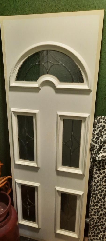 Deur kunstof paneel met glas en lood in zeer goeide staat, Ophalen of Verzenden