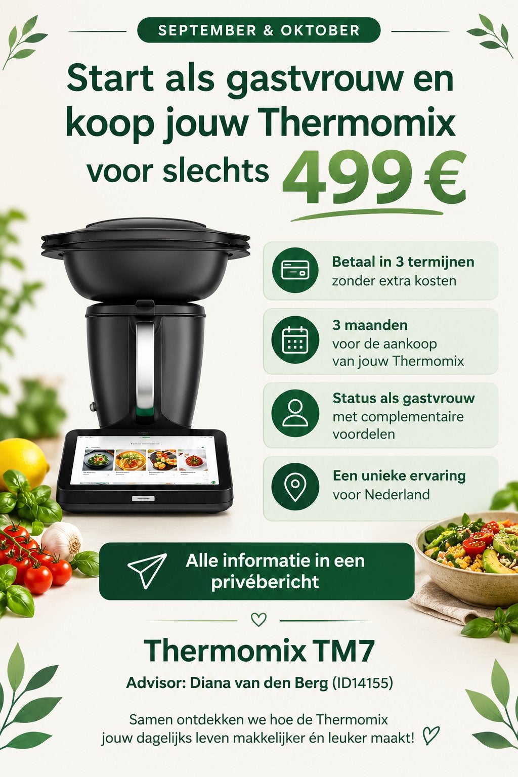 Thermomix TM7 Superdeal - Word gastvrouw, 2 tot 3 liter, Ophalen of Verzenden, Nieuw, 3 snelheden of meer