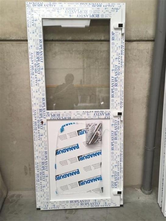 Kunststof buiten deur 93 x 208 1/2 glas., Niet ingevuld, 80 tot 100 cm, Niet ingevuld, Nieuw