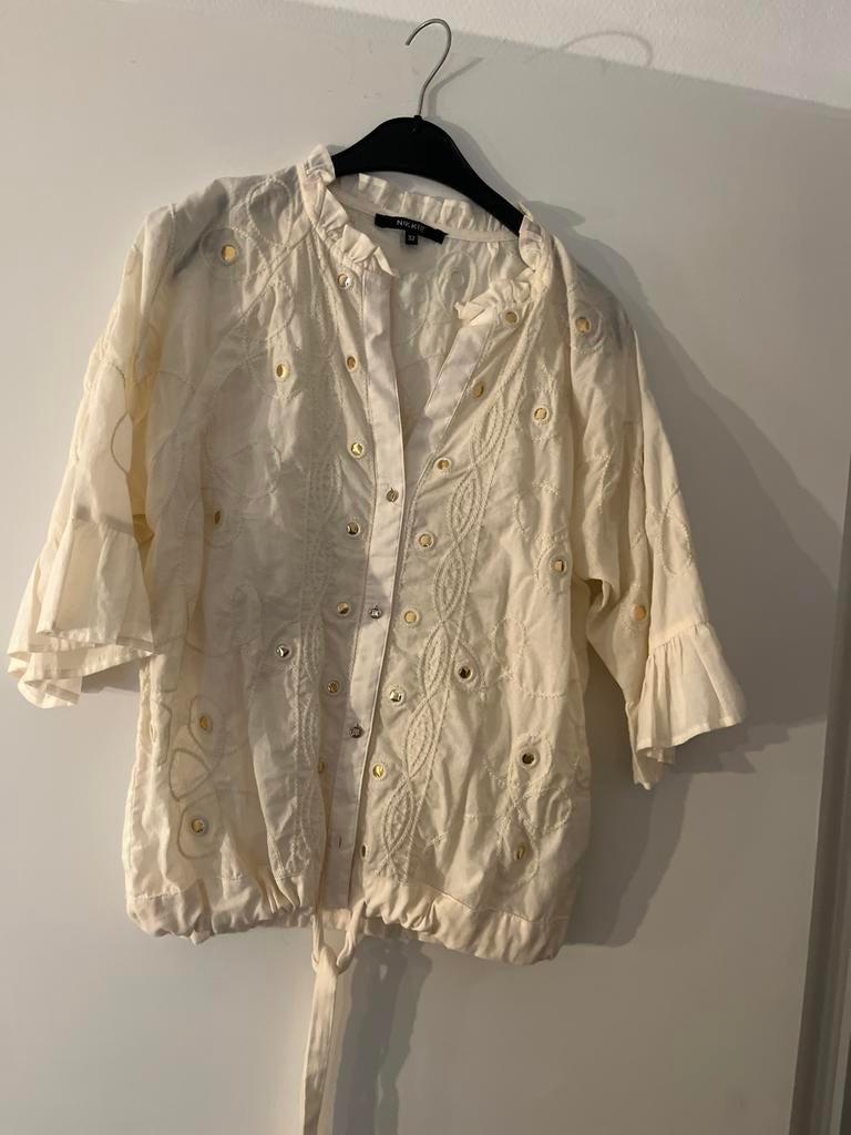 Nikkie blouse met gouden details - Maat 32 (XS), Ophalen of Verzenden, Zo goed als nieuw, Maat 34 (XS) of kleiner, Beige