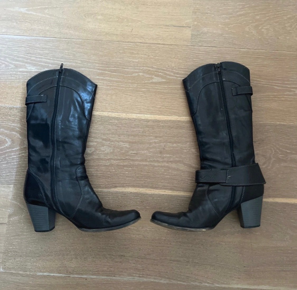 Leren laarzen maat 39 - Made in Italy, Ophalen of Verzenden, Gedragen, Zwart, Hoge laarzen
