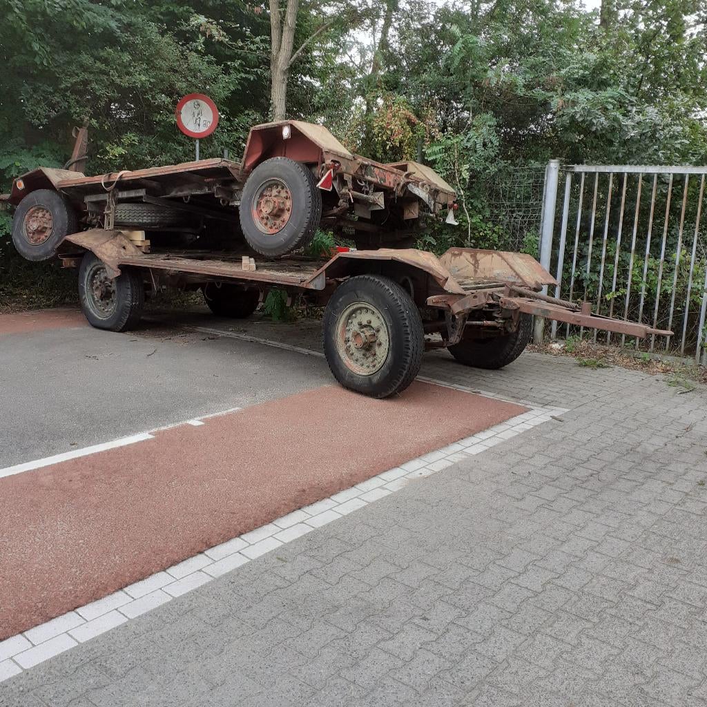 militaire aanhanger 1950 platte wagen landmacht goed lopend, Verzamelen, Militaria | Algemeen, Ophalen, Landmacht, Nederland