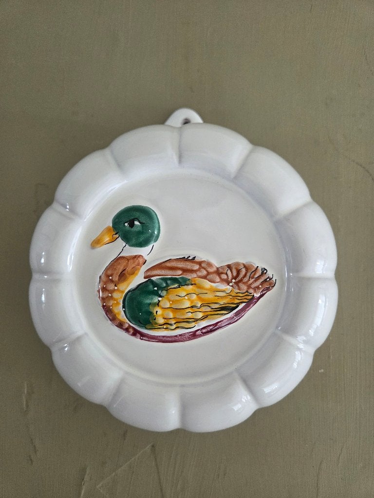 Vintage ronde puddingvorm eendmotief, Antiek en Kunst, Antiek | Keramiek en Aardewerk, Ophalen of Verzenden