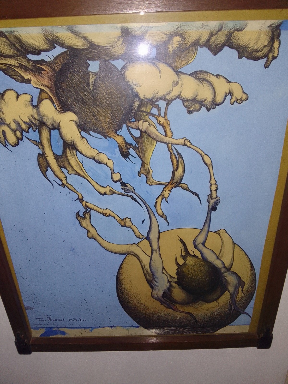 Uniek surrealistisch kunstwerk van Toon Roest, mrt. '66, Overig onderwerp, Ophalen of Verzenden, Gemengde techniek, Papier/karton