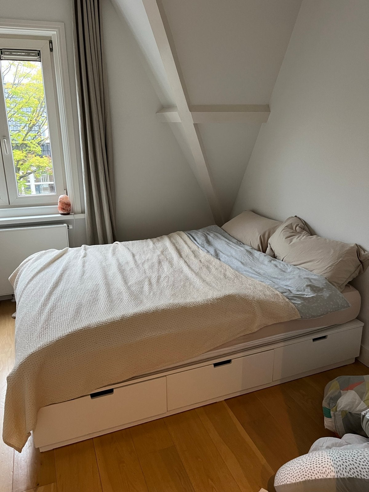 IKEA bed 160x200 met opberglades, Ophalen, Gebruikt, Wit, Tweepersoons