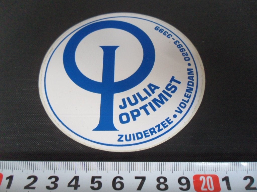 sticker zuiderzee volendam JULIA OPTIMIST *, Verzamelen, Ophalen of Verzenden, Zo goed als nieuw