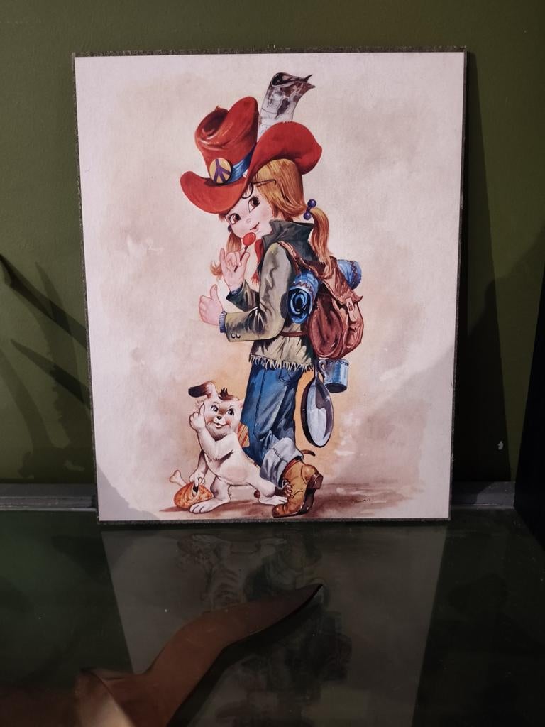 Vintage paneeltje, Ophalen of Verzenden, Minder dan 50 cm, Schilderij