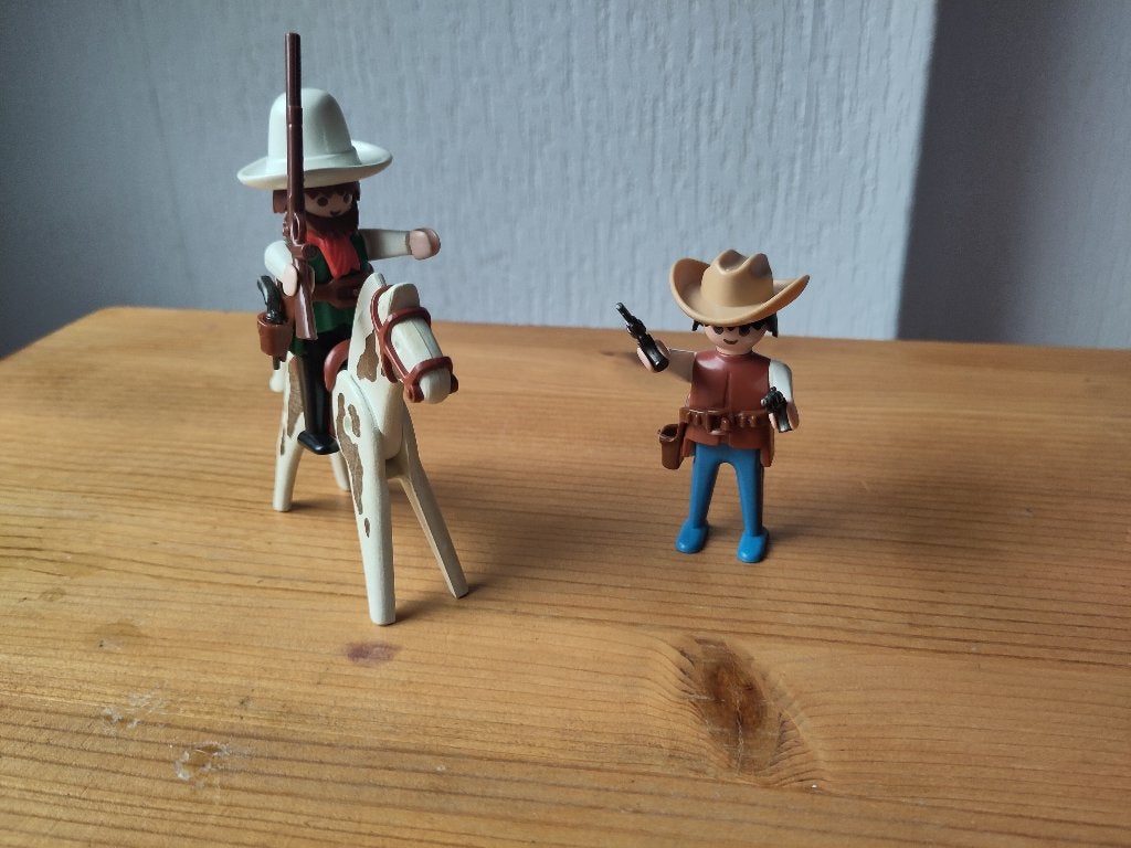 Playmobil 3304 Twee cowboys te paard, Gebruikt, Complete set, Ophalen of Verzenden, Country