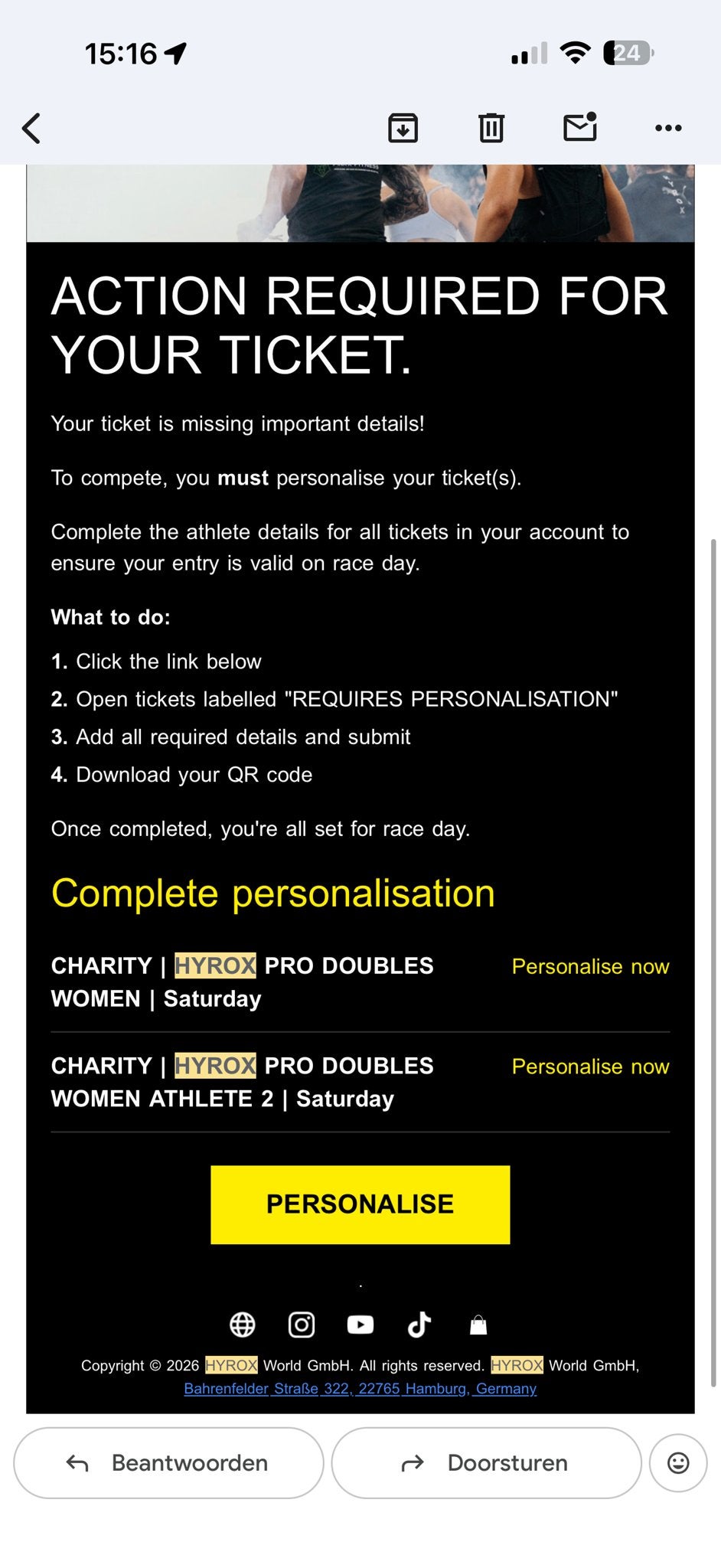 2x Hyrox ticket utrecht