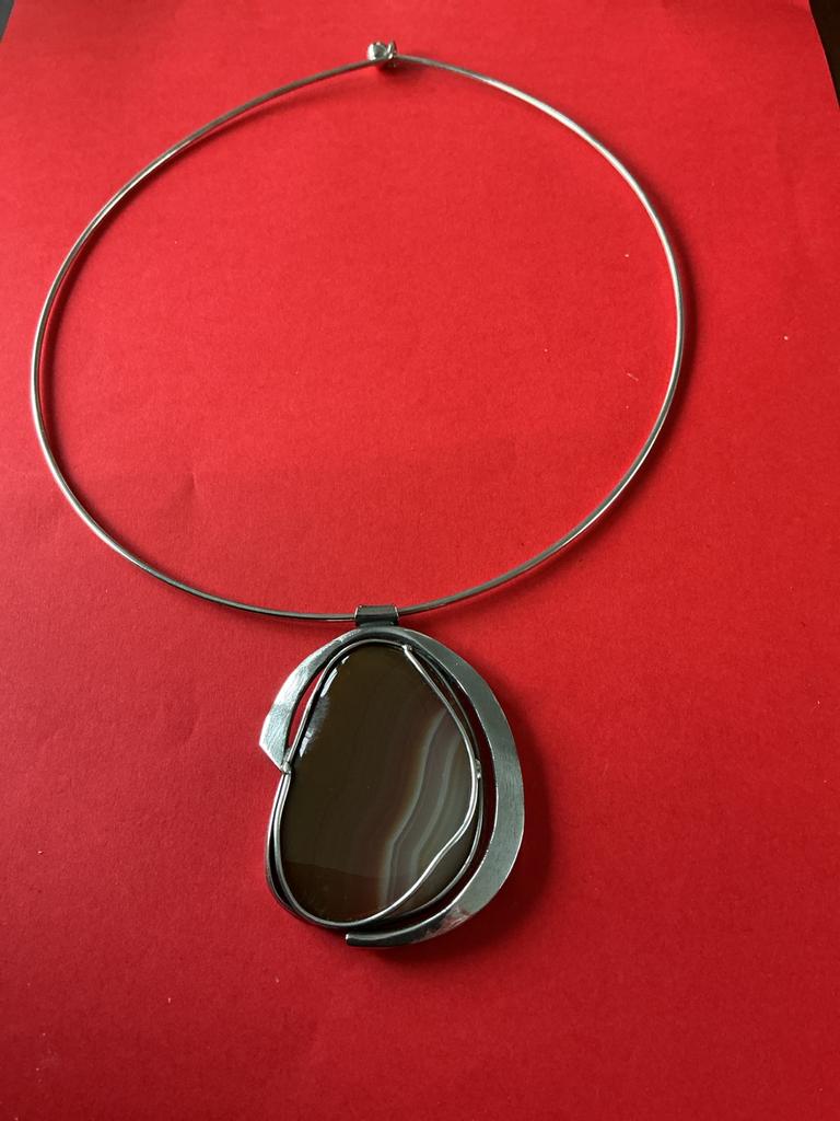Zilveren spang met agaat hanger - Nieuw, Ophalen of Verzenden, Nieuw, Zilver, Met edelsteen