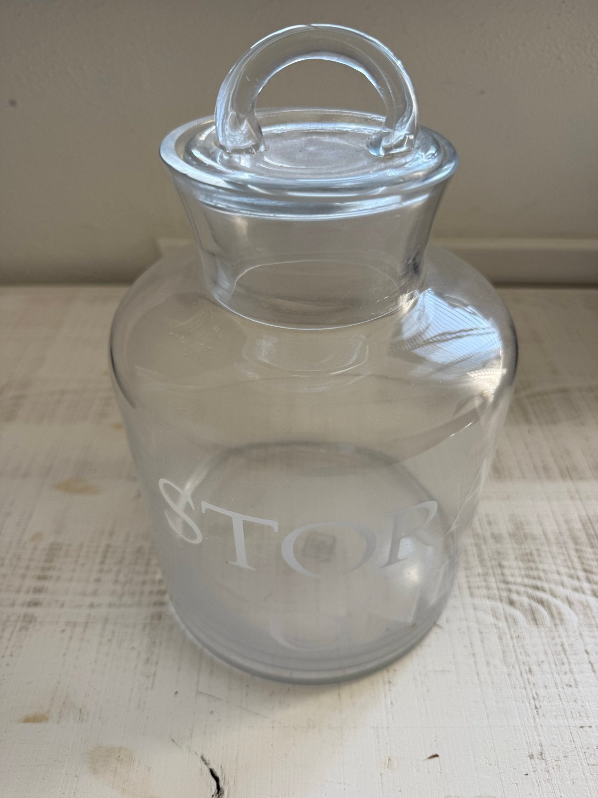 Glazen voorraadpot met deksel - Riviera Maison, Ophalen of Verzenden, Zo goed als nieuw, Glas, Landelijk