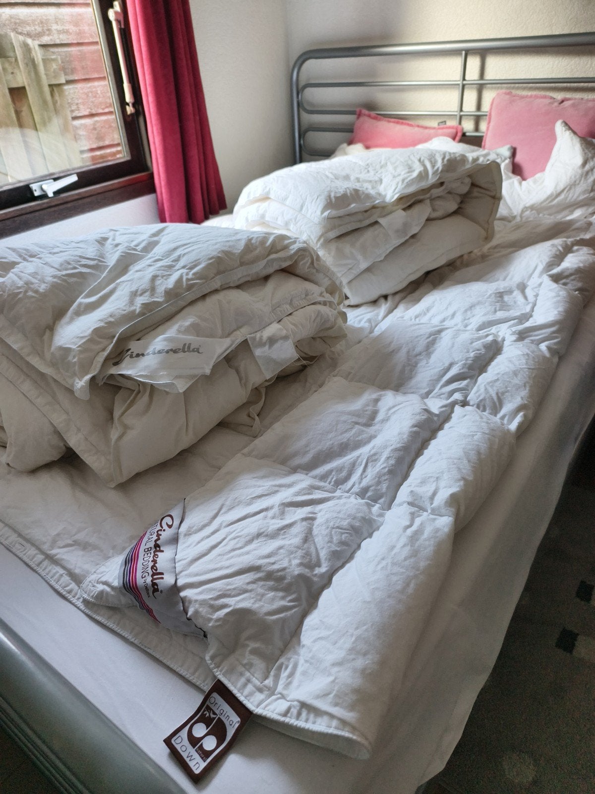 Cinderella 3x dekbed90 % ganzendons 1x 200x200 cm 2x140x200, Gebruikt, Wit, Cinderella Natural Bedding by Deltex, Tweepersoons