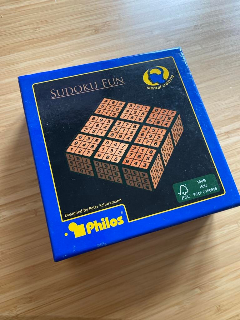 Sudoku Fun Houten Puzzel - Philos Mental Training, Ophalen of Verzenden, Minder dan 500 stukjes, Zo goed als nieuw, Rubik's of 3D-puzzel