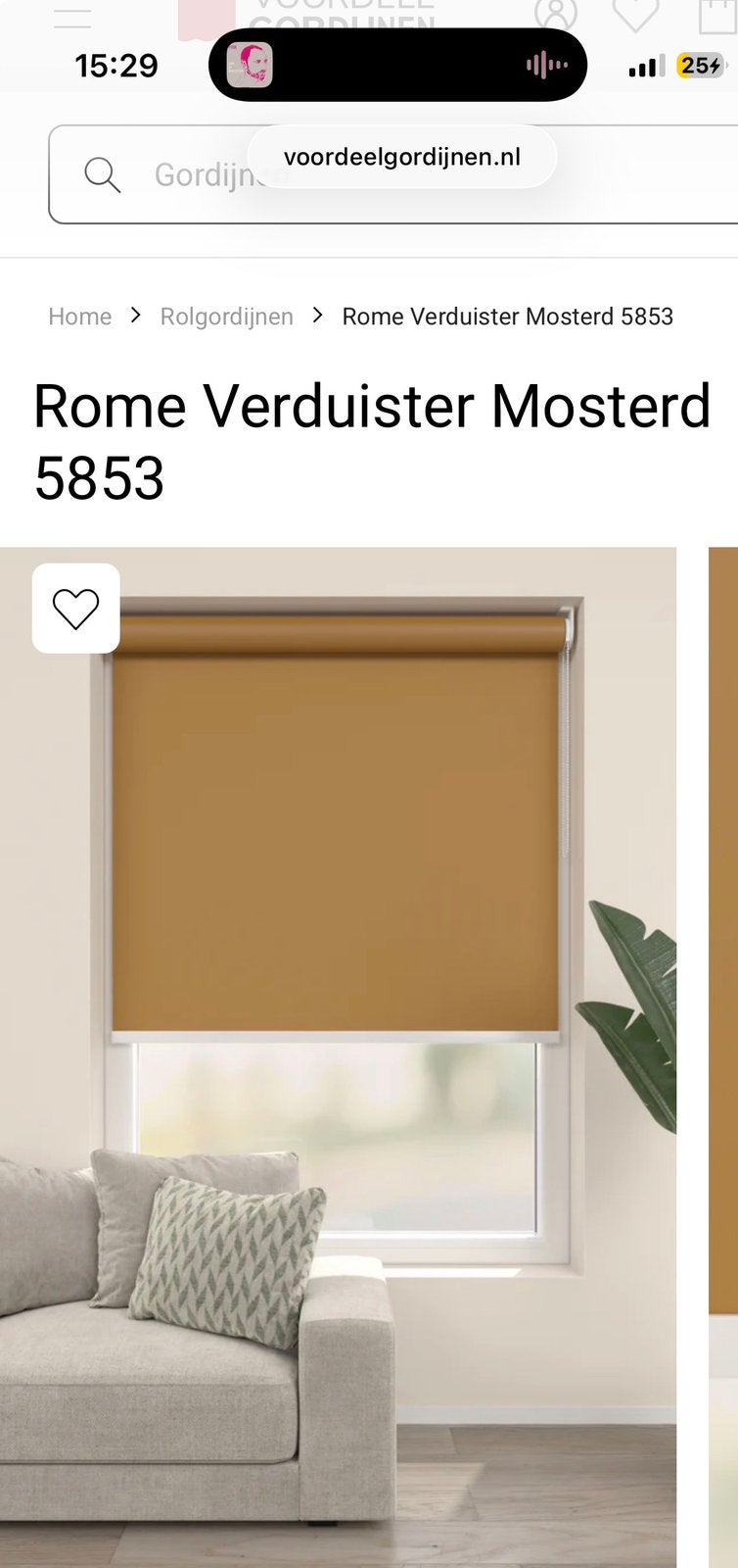 Rolgordijn 100% verduisterd mosterd, Huis en Inrichting, Stoffering | Gordijnen en Lamellen, Nieuw, Rolgordijn, Ophalen of Verzenden