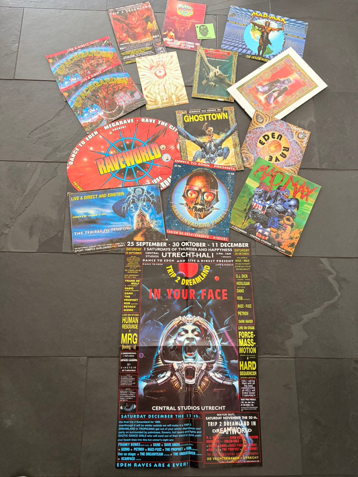Posters flyers House Dance to Eden Rave Live&Direct, Gebruikt, Ophalen of Verzenden, A1 t/m A3, Overige vormen