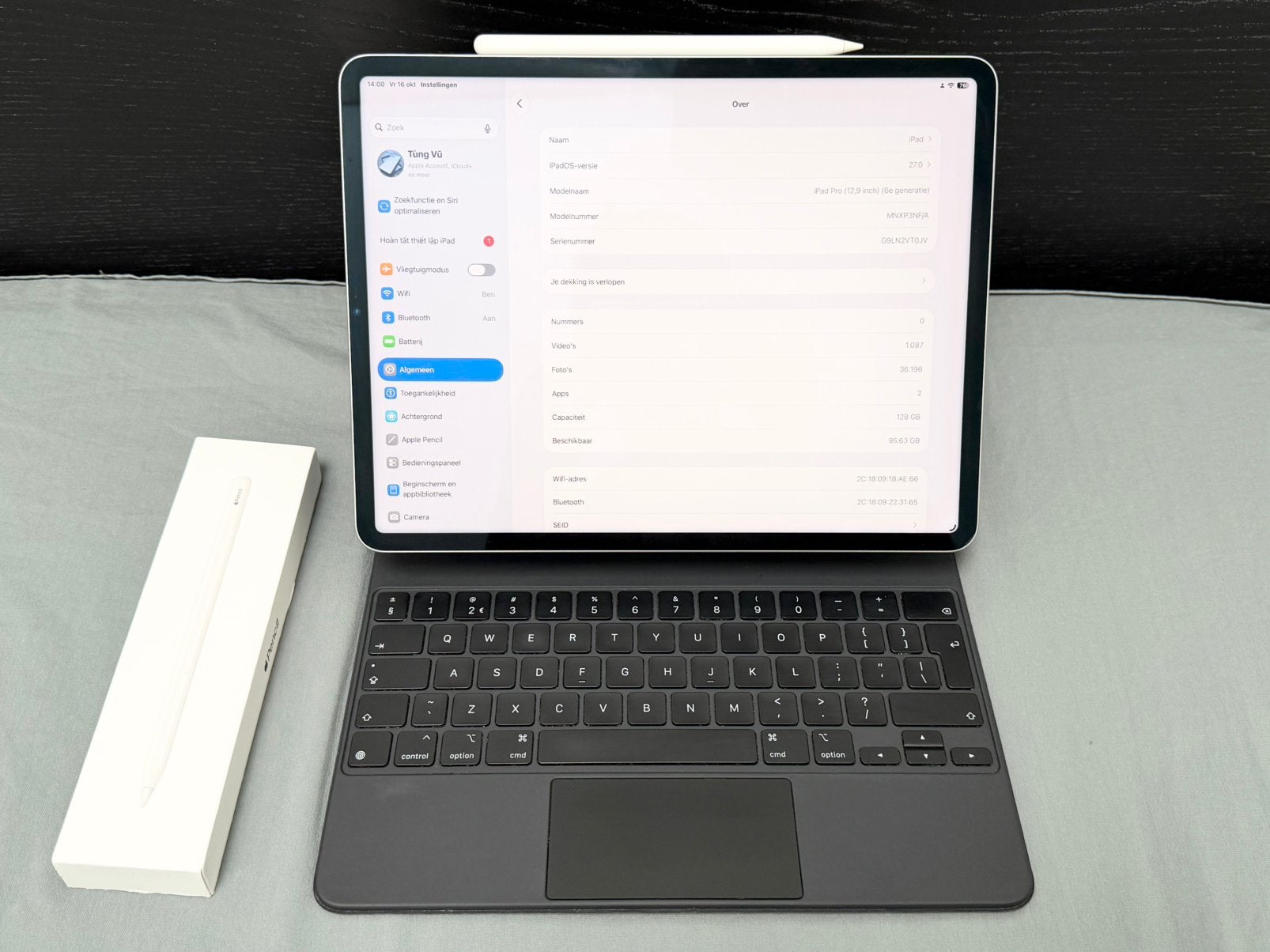 iPad Pro 12.9 M2 128GB 2022 + Magic Keyboard + Apple Pencil2, Ophalen, 13 inch of meer, Apple iPad, Zo goed als nieuw