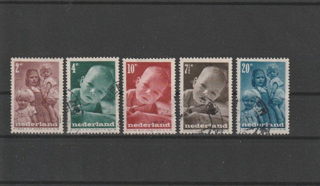 Nederland 1947, NVPH 495 t/m 499, Gestempeld., Postzegels en Munten, Postzegels | Nederland, Ophalen of Verzenden, Na 1940, Gestempeld