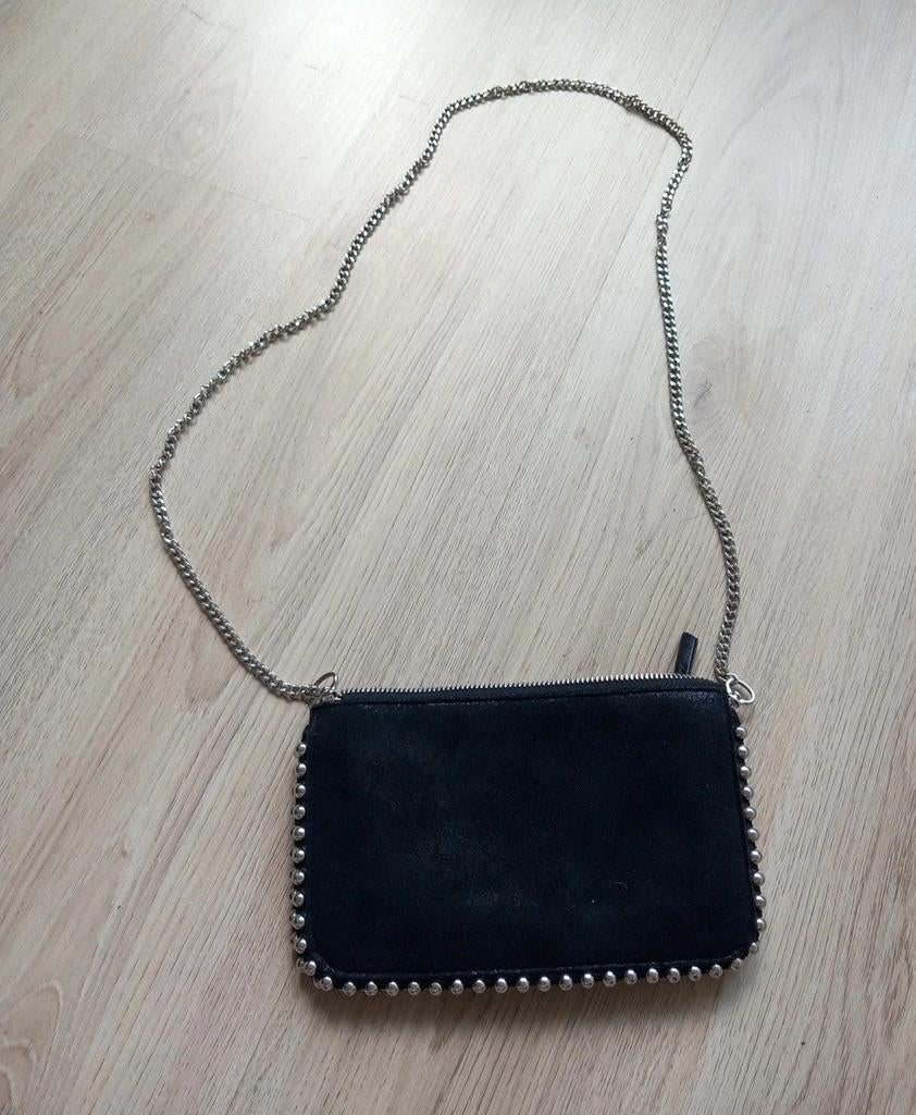 Leuk zwart Zara schoudertasje met studs, Ophalen of Verzenden, Zo goed als nieuw, Zwart, Overige merken