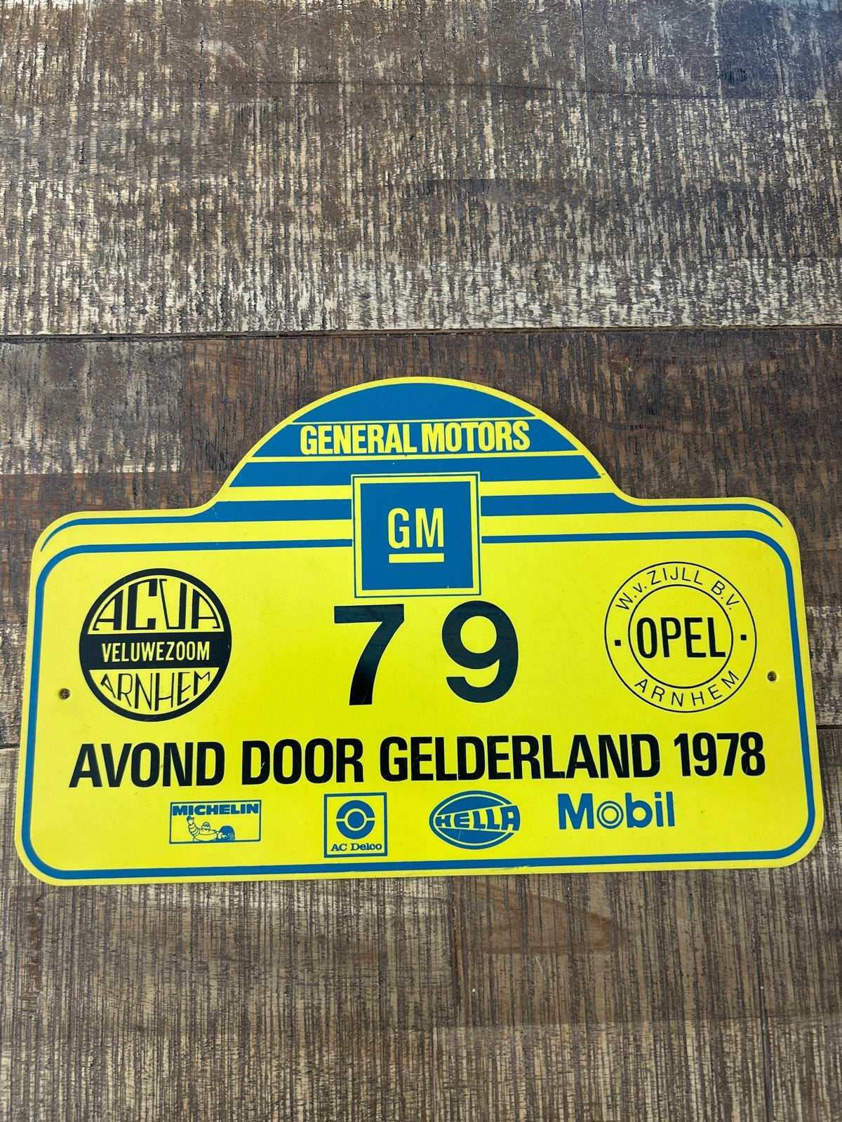 Vintage Rally Plaat 'Avond door Gelderland 1978' GM Opel, Ophalen of Verzenden, Gebruikt