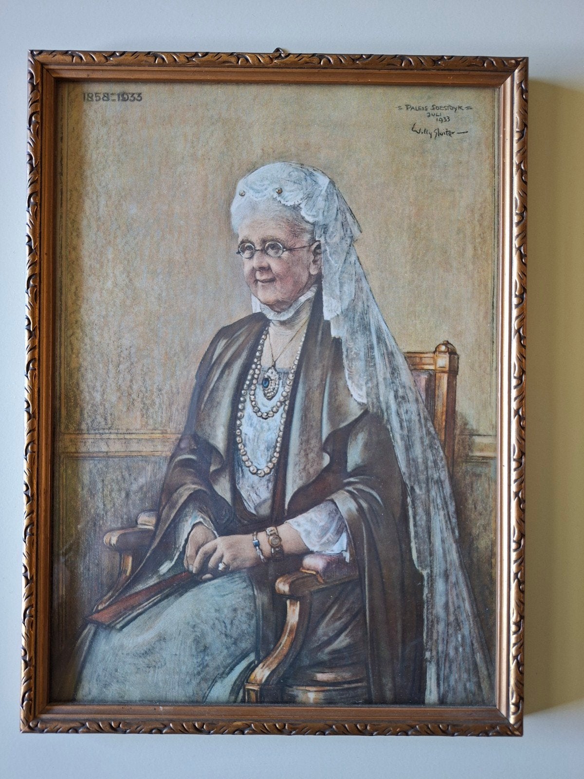Koningin Emma/ Willy Sluiter/ litho/ 1933, Ophalen of Verzenden