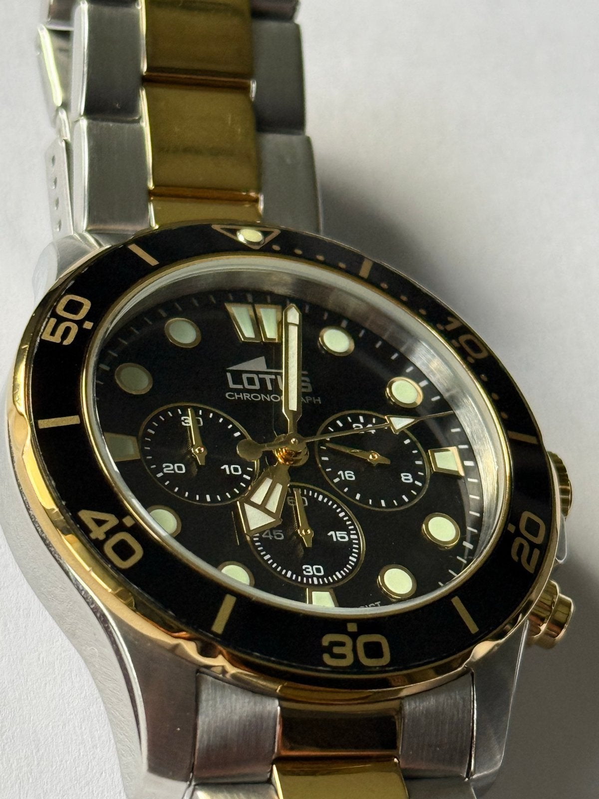 Lotus Horloge Chronograph Heren - Zilver/Goud, Overige merken, Gebruikt, Staal, Polshorloge
