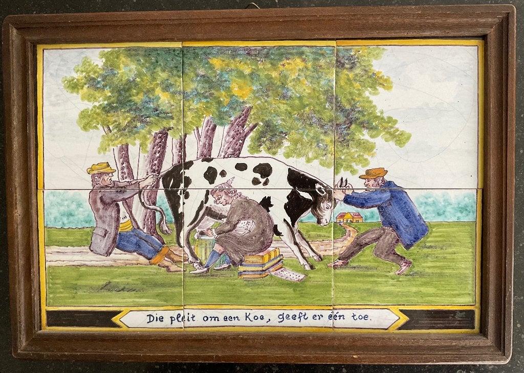 Authentiek ,Antiek tegeltableau (Hand geschilderd) ORIGINAL, Ophalen of Verzenden