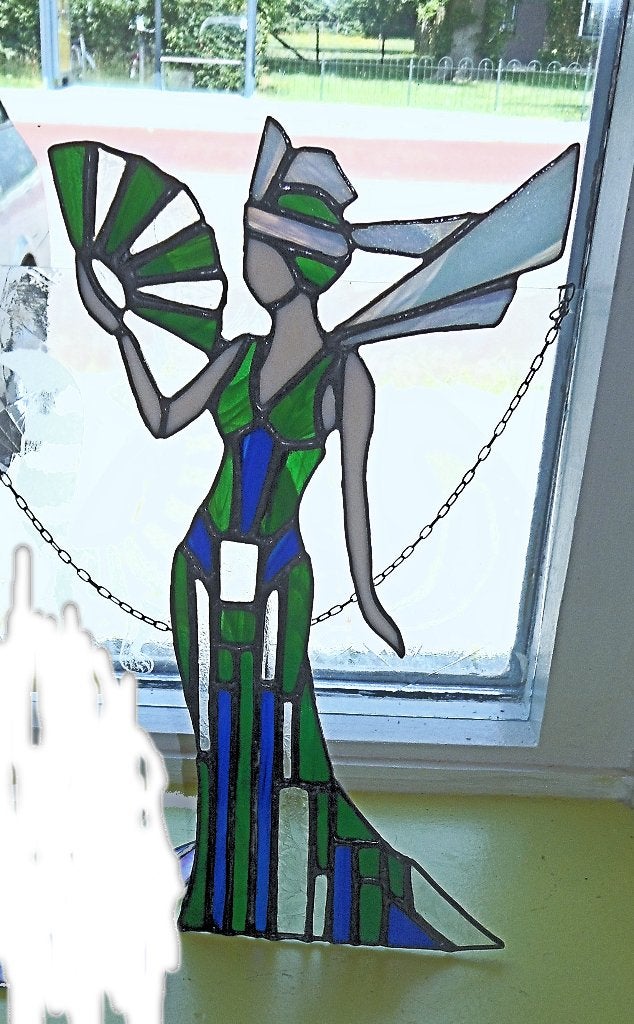 art deco glas in lood tiffany dame, Ophalen of Verzenden, Nieuw