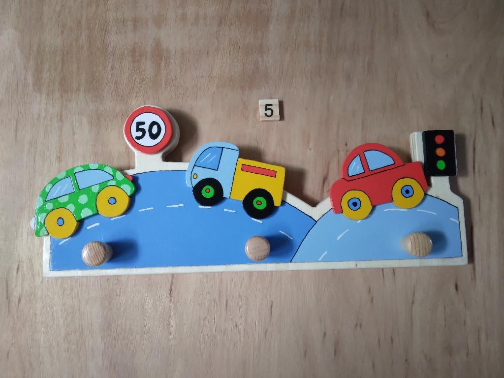 Kinderkapstok 5 Weg met auto's, Ophalen of Verzenden, Nieuw, Kapstokje