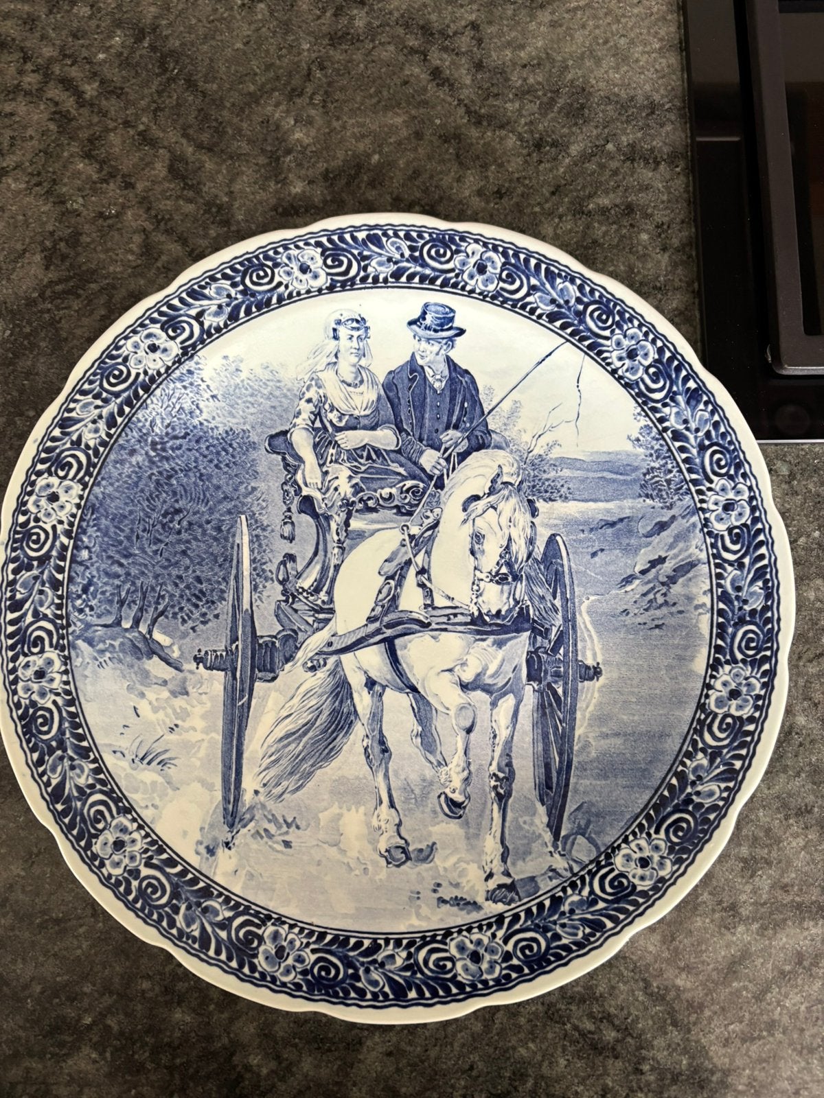 Mooi wandbord Boch Blue Delft 40 cm, Ophalen of Verzenden