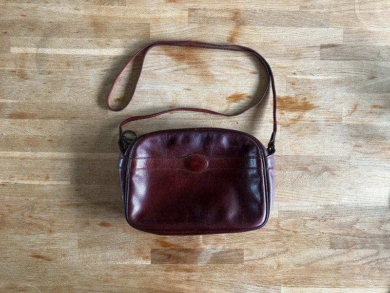 Vintage Longchamp crossbody tas, bordeaux rood, Sieraden, Tassen en Uiterlijk, Tassen | Damestassen, Ophalen of Verzenden, Zo goed als nieuw