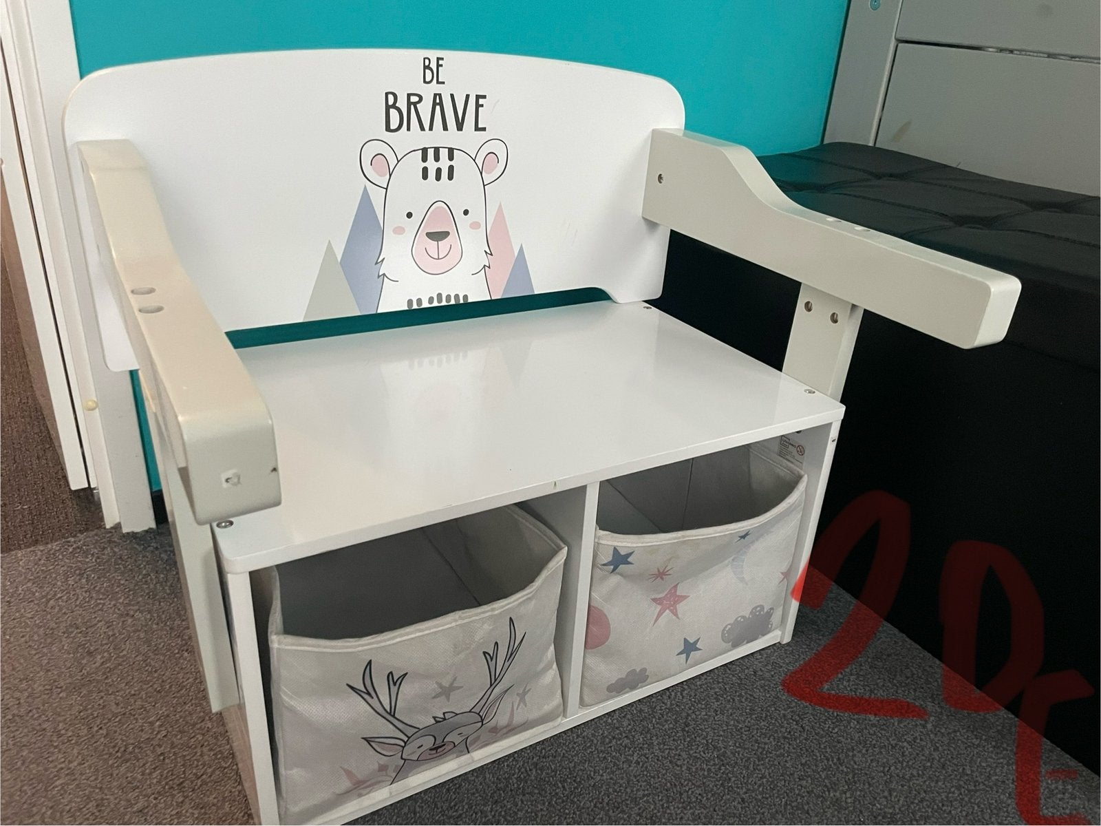 3 in-1 kindertafel met zitbank,  met 2 afneembare manden,, Ophalen, Zo goed als nieuw, Tafel(s)