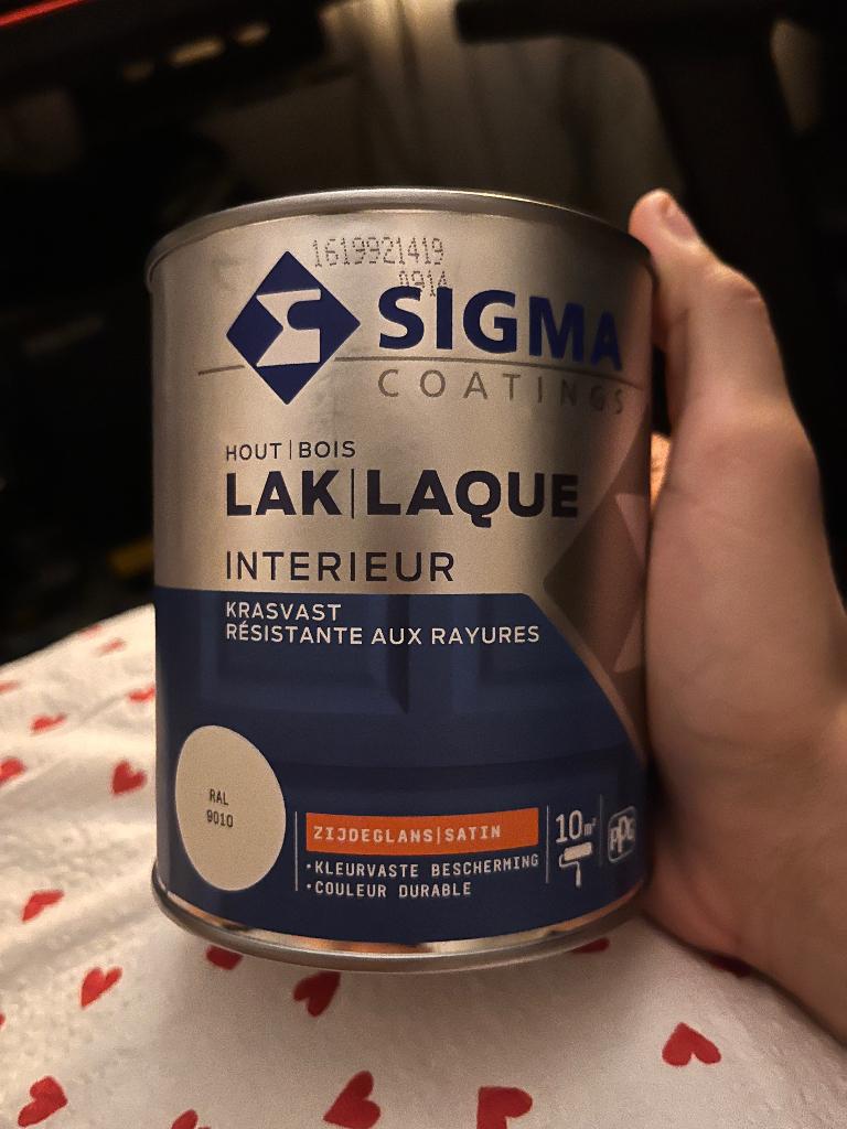 Sigma binnenlak RAL9010 zijdeglans 750ml, Wit, Nieuw, Ophalen of Verzenden, Lak